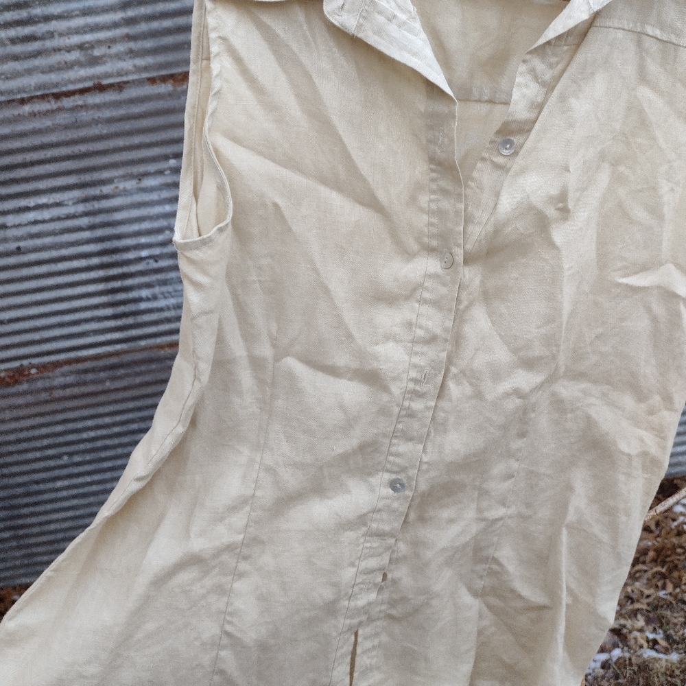 Edward Irish linen sleeveless blouse size L - Picture 6 of 10
